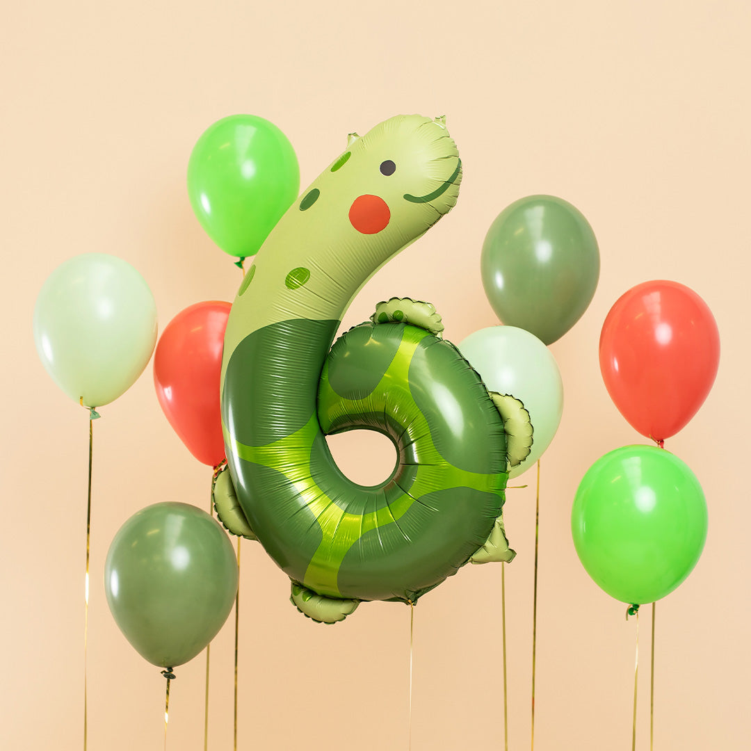 partydeco cijferballon 6 - schildpad - 96 cm | FB163-6 | 2