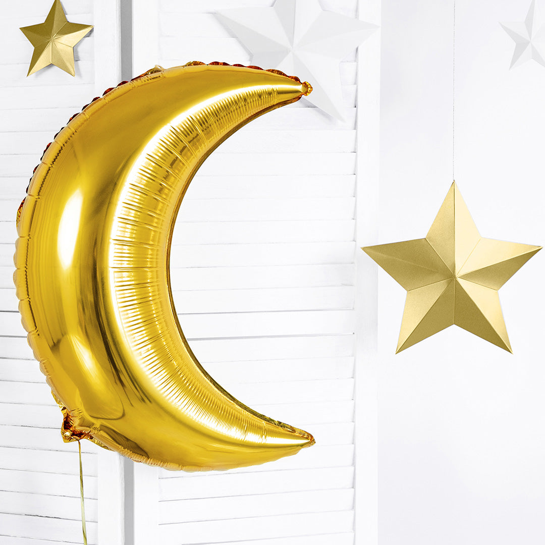 partydeco folieballon maan - goud - 60 cm | FB16M-019 | 4