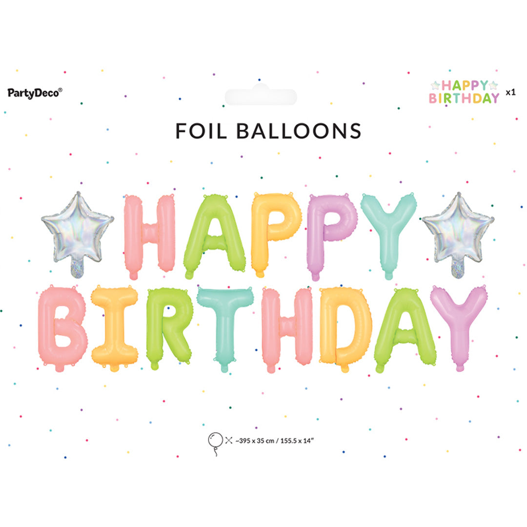 partydeco folieballon happy birthday - mix - 340x35 cm | FB81 | 2