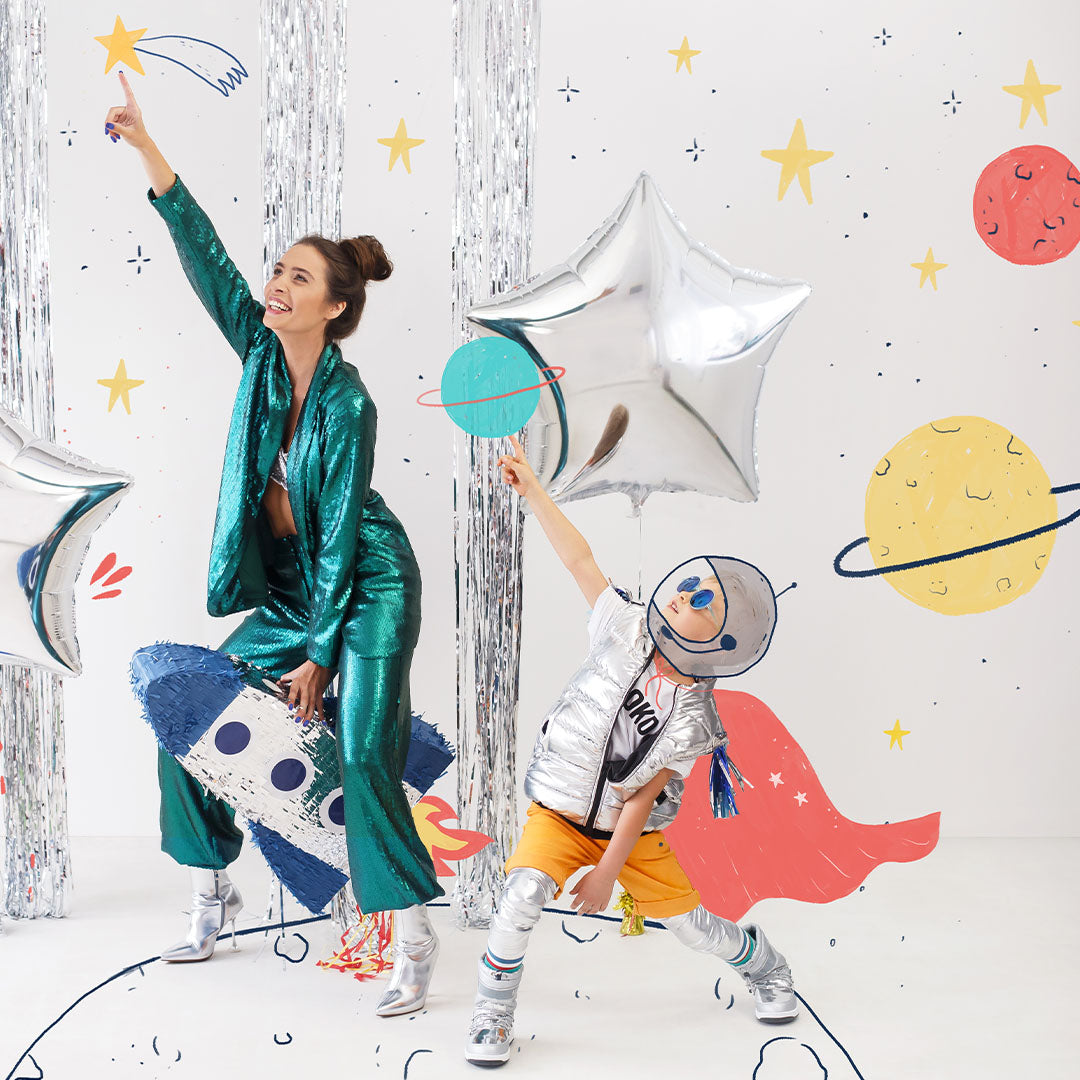 partydeco folieballon ster - zilver - 70 cm | FB78M-018 | 2