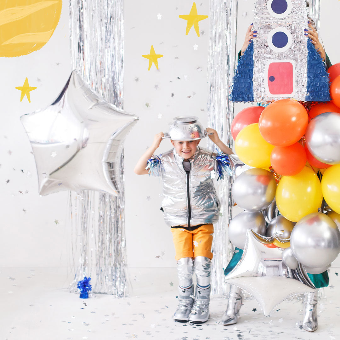 partydeco folieballon ster - zilver - 70 cm | FB78M-018 | 3