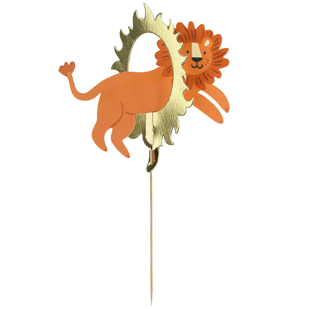 partydeco taartversiering - springend leeuw - 16 cm | KPT77 | 