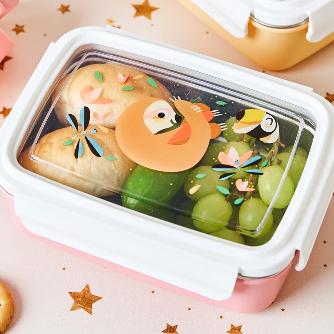 petit monkey rvs broodtrommel bento - luiaard  | LB45 | 2