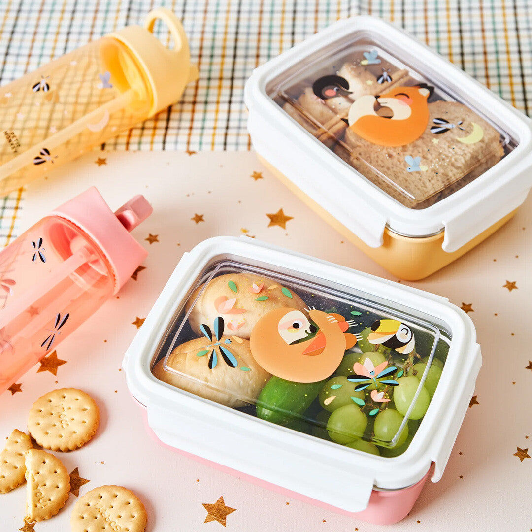 petit monkey rvs broodtrommel bento - vos | LB44 | 1