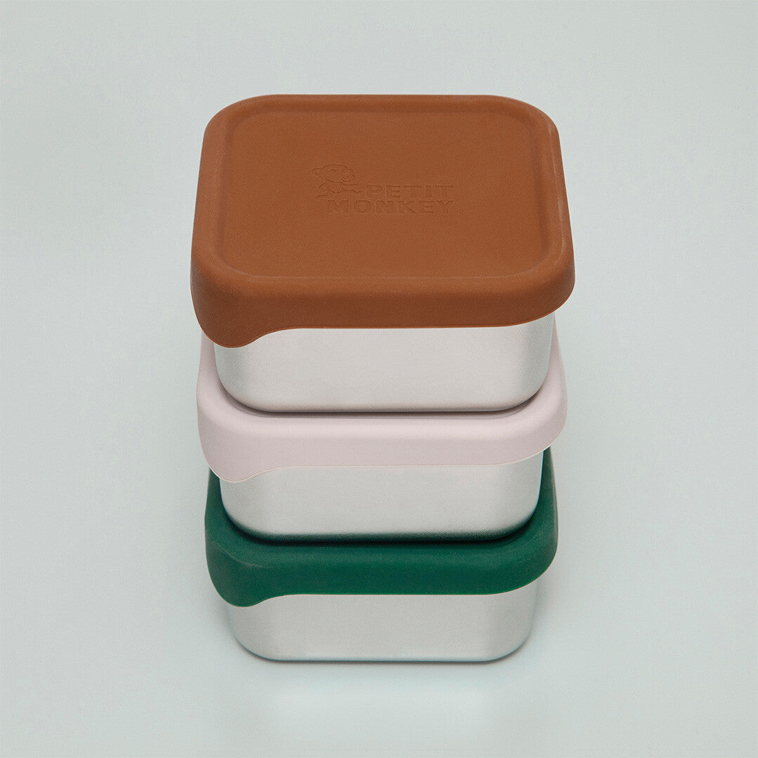 petit monkey rvs snackdoosje mae - pine green | LB41 | 5