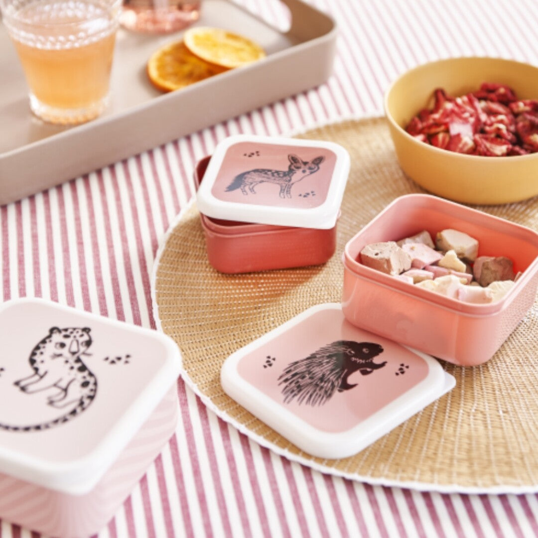 petit monkey snackdoosjes black animals - pink - 3st | LB20 | 2