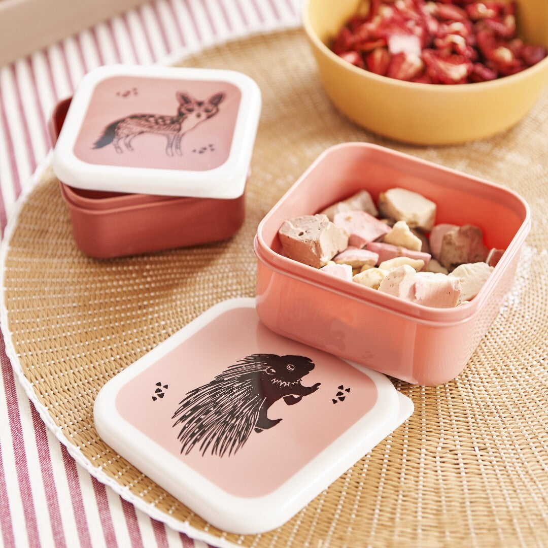 petit monkey snackdoosjes black animals - pink - 3st | LB20 | 4