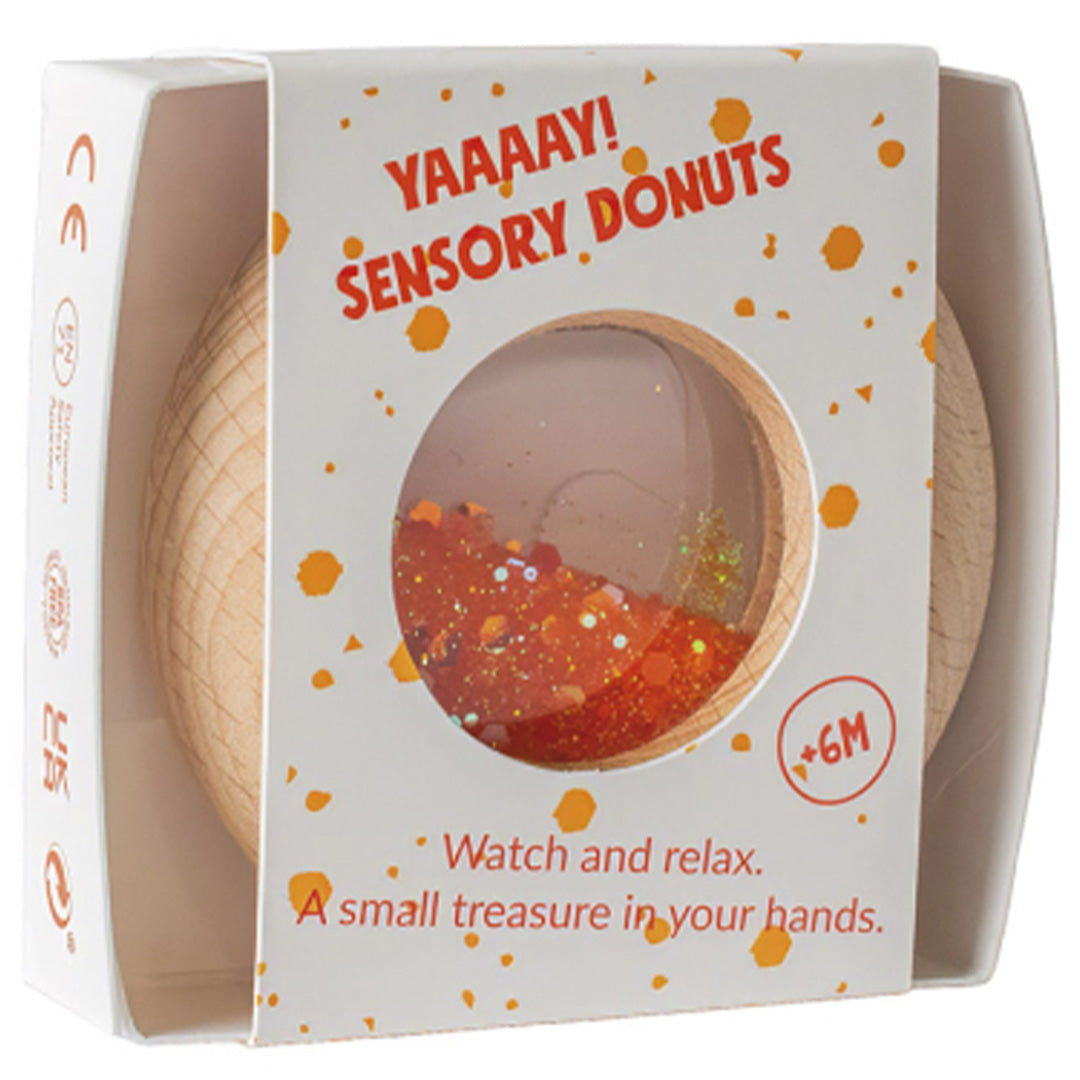 petit boum bijtring en rammelaar calm donut - orange