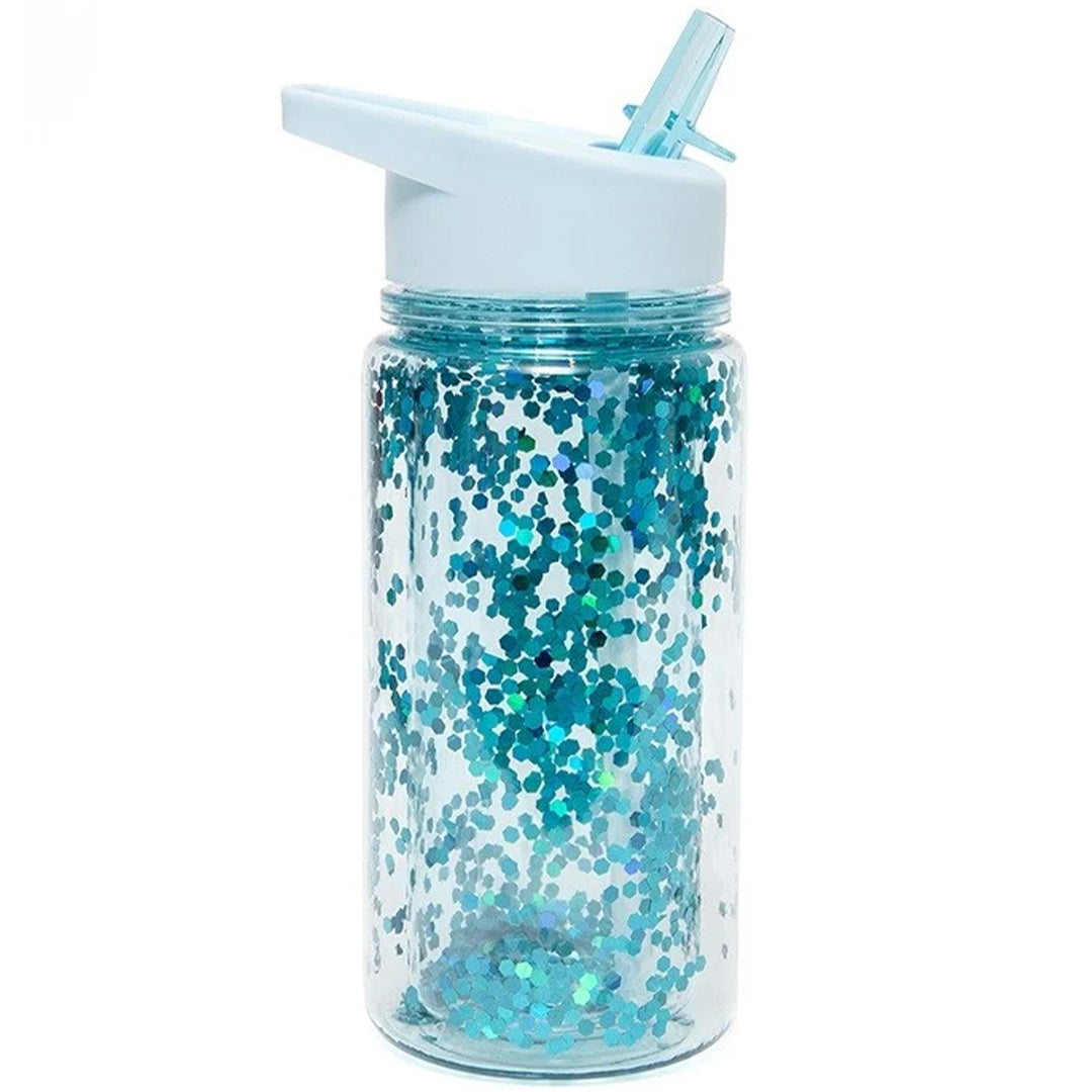 petit monkey drinkfles glitter - dusty aqua - 300 ml | DB12 | 