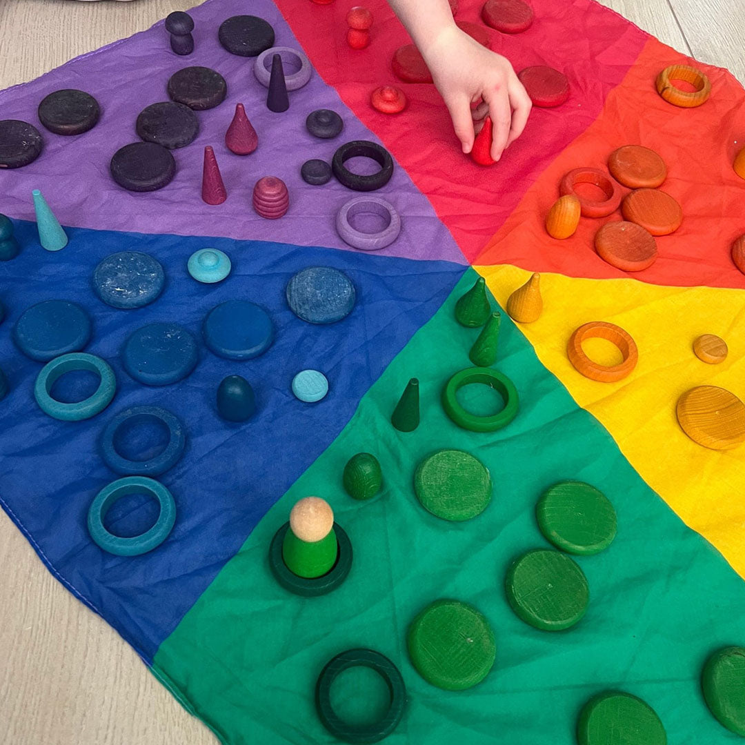 pit and play speeldoek regenboog colorblock - 120x120 cm | PC-57 | 3