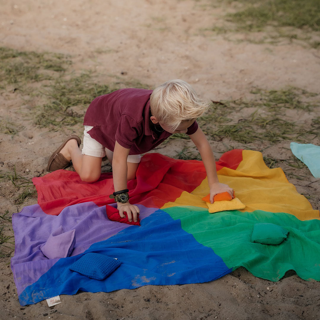 pit and play speeldoek regenboog colorblock - 120x120 cm | PC-57 | 2