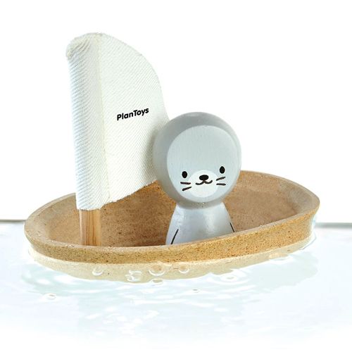 plan toys badspeelgoed zeilbootje en zeehondje | 5710 | 2