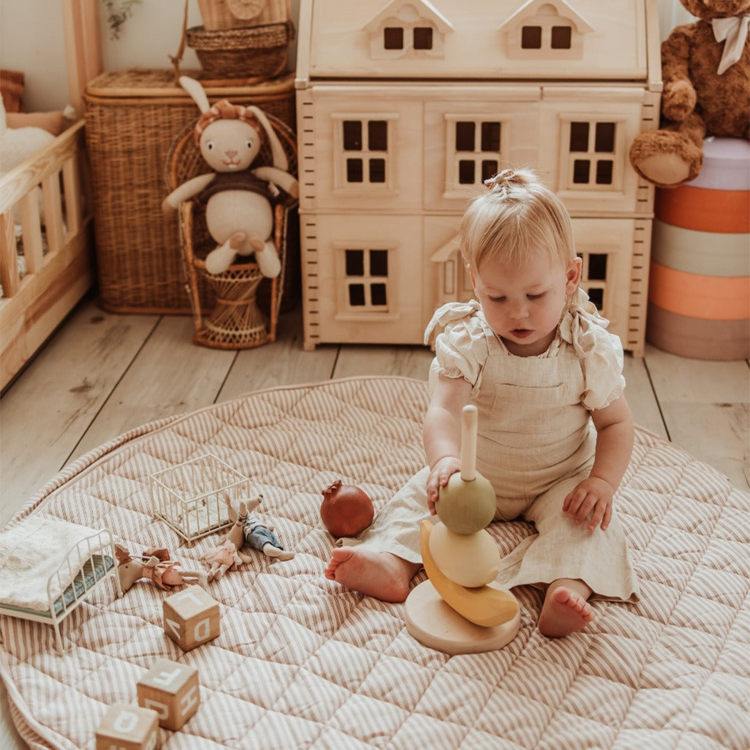 play&go soft baby speelkleed en reistas organic - stripes brown | 4895250601345 | 1