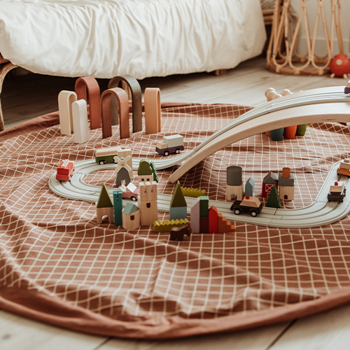 play&go speelkleed en opbergzak organic - grid brown | 4897095301558 | 9