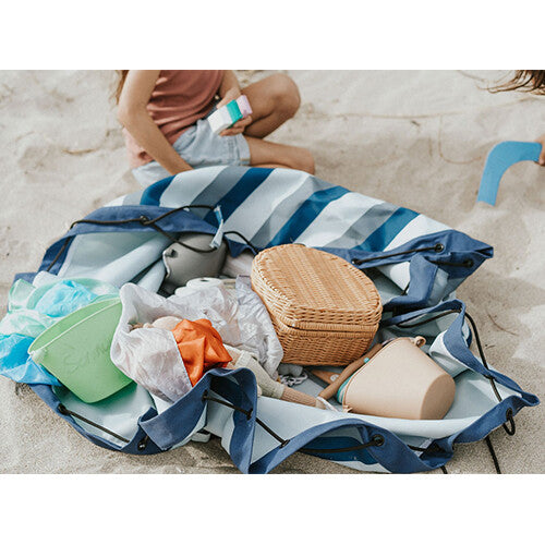 play&go waterdicht speelkleed en opbergzak outdoor – blauw/groen gestreept | 4897095301466 | 2