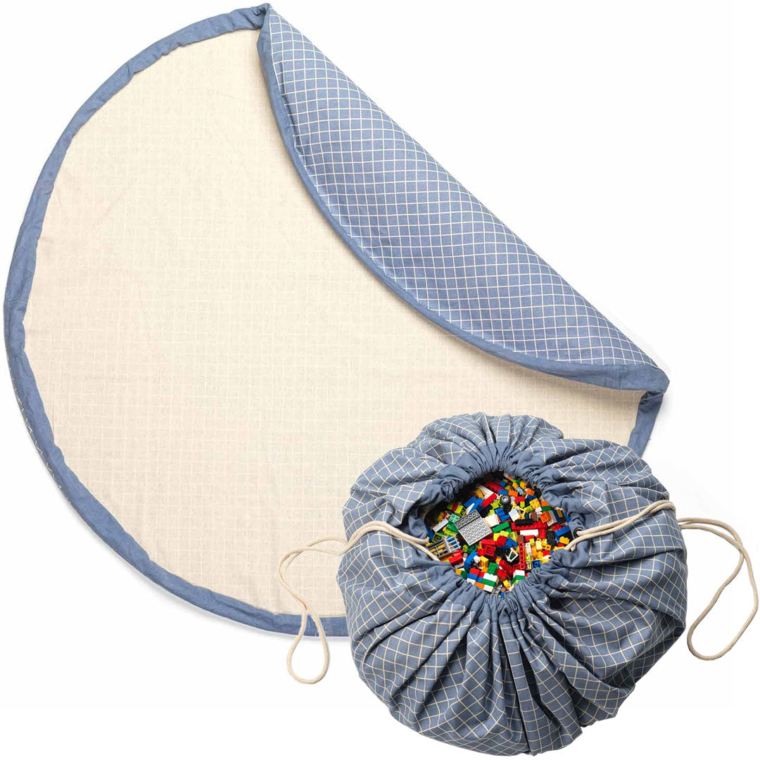 play&go speelkleed en opbergzak noomad - grid blue