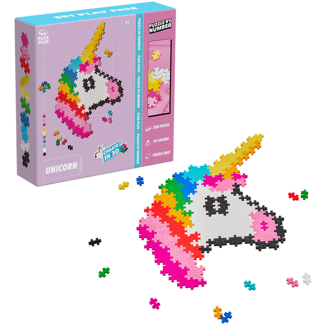 plus-plus bouwstenen puzzle by number - eenhoorn - 250st | PLUS267227 | 0