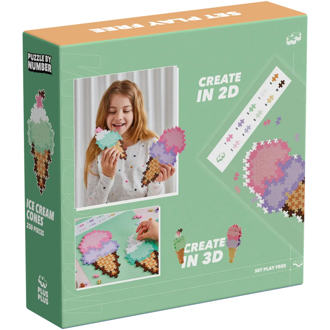 plus-plus bouwstenen puzzle by number - ice cream cones - 250st | PLUS004346 | 6
