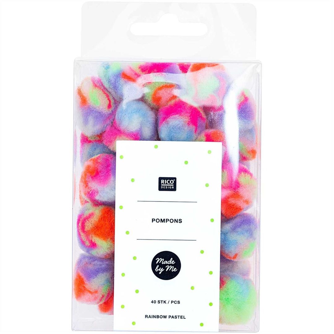 pompons regenboog pastel - 40st | 08758.01.51 | 1