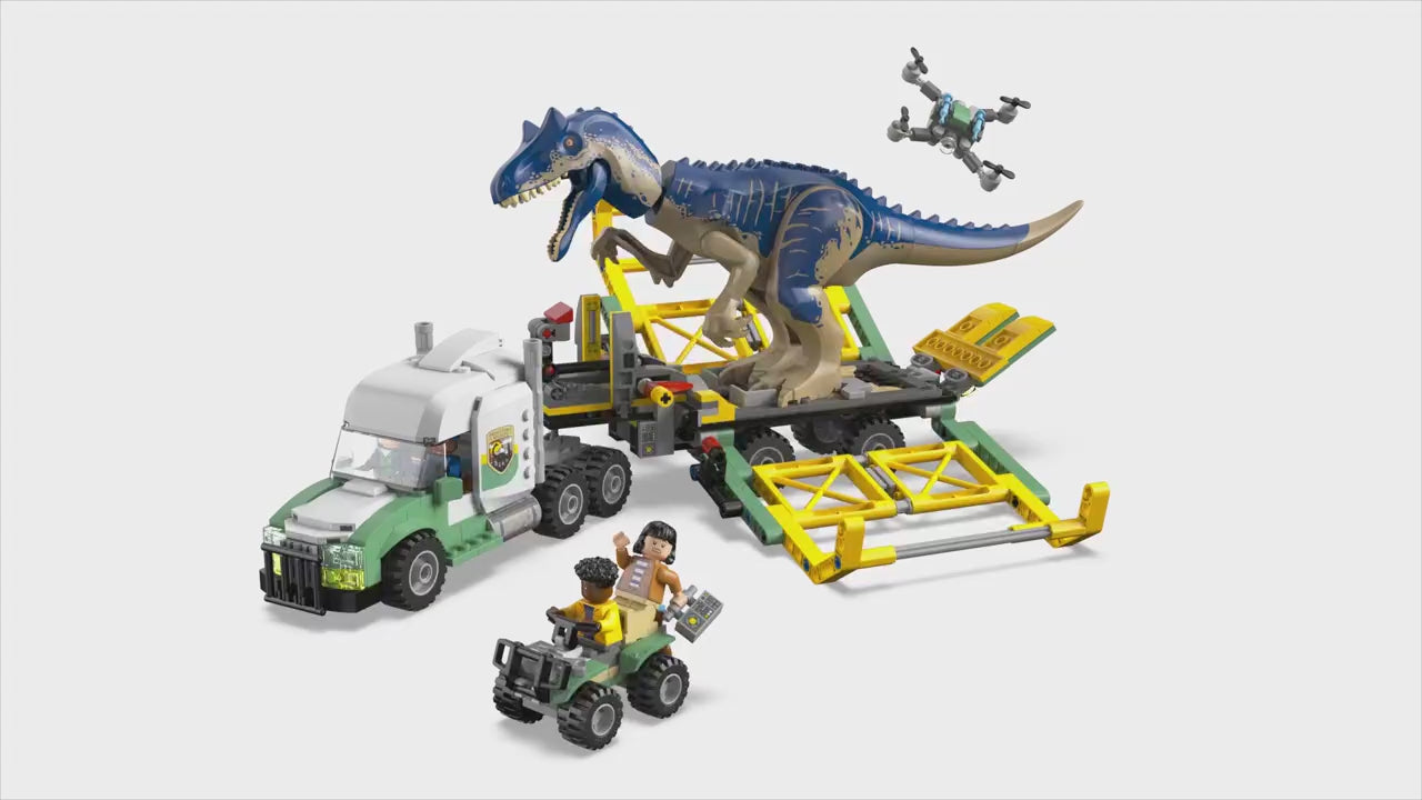 LEGO jurassic world dinosaurusmissies allosaurus transporttruck