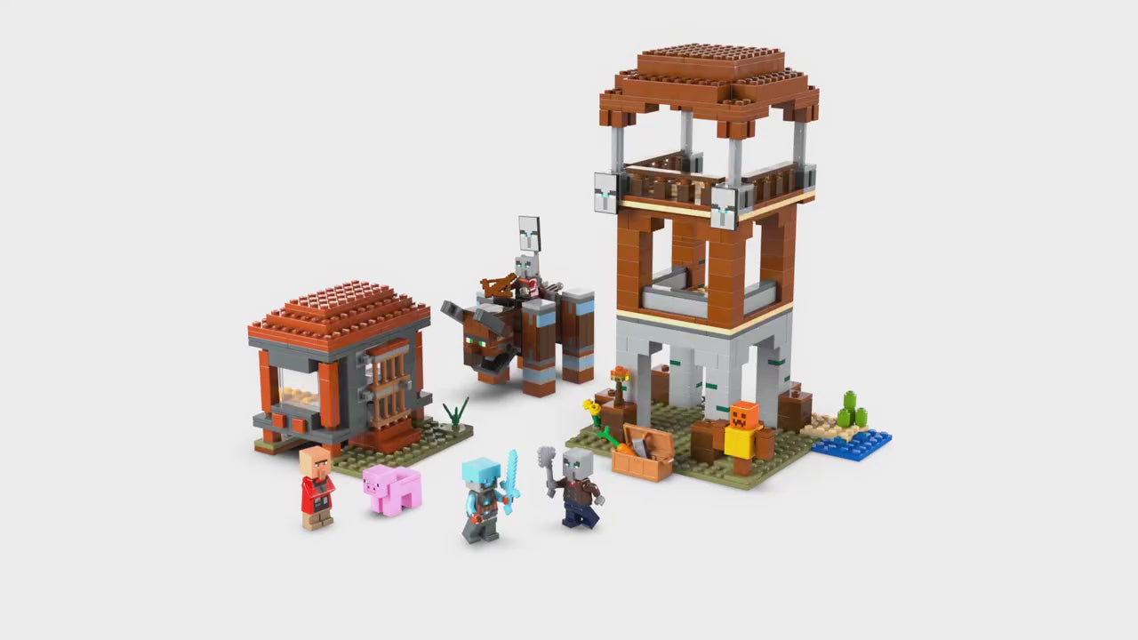 LEGO minecraft de plunderaar buitenpost en verwoester