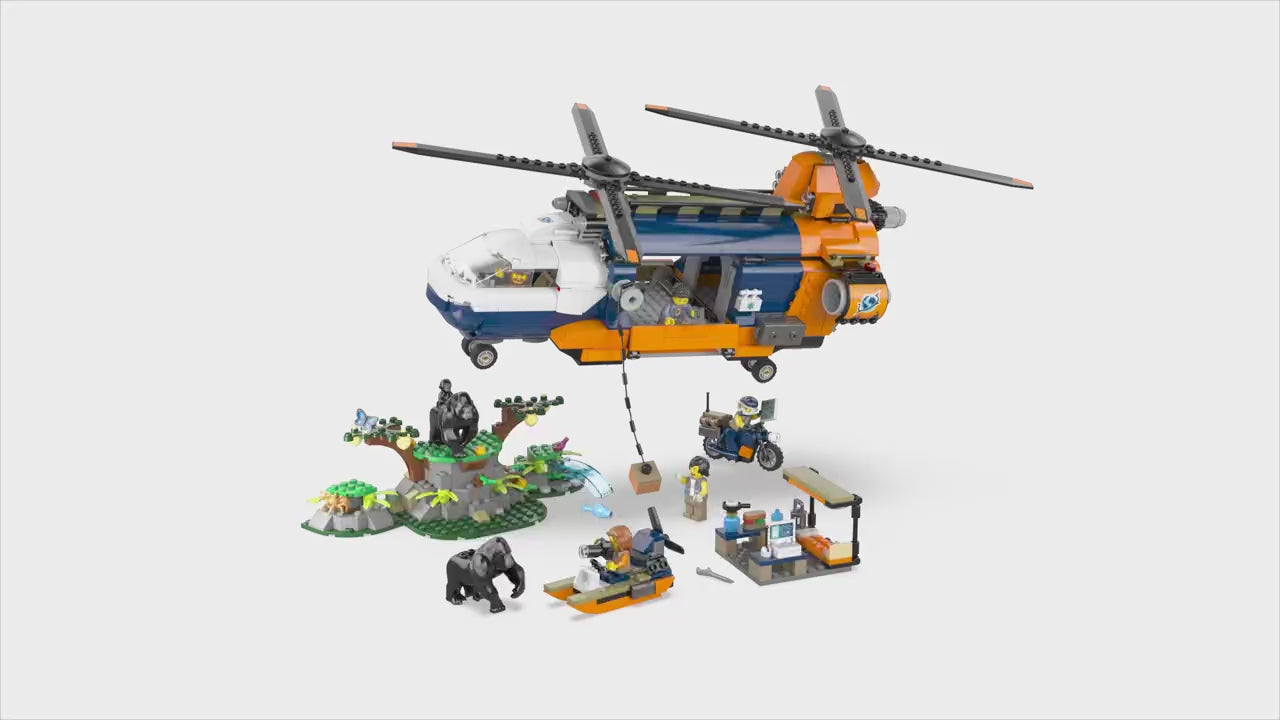 LEGO city jungleonderzoekers helikopter bij de basis set