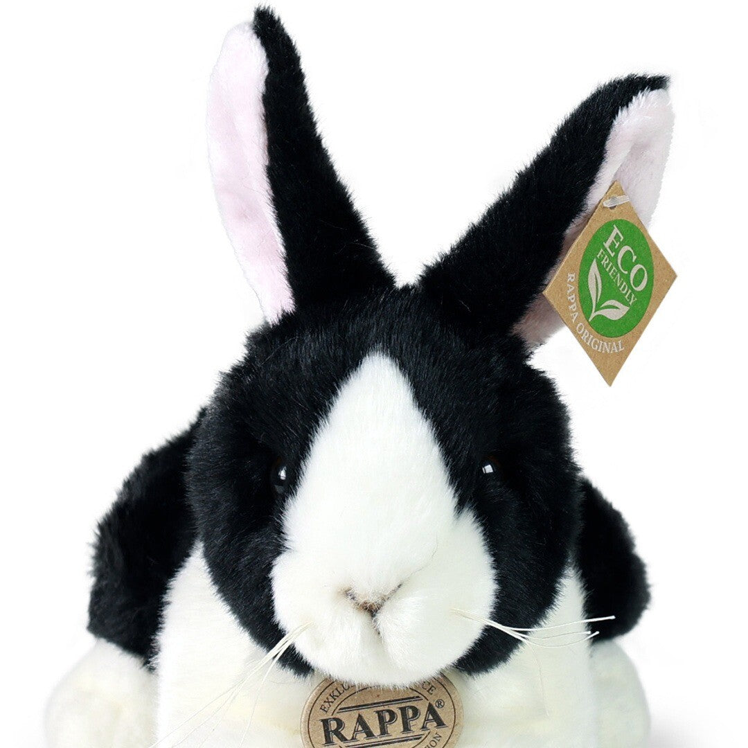 rappa knuffelkonijn liggend zwart-wit - 25 cm | RAP230781 | 1