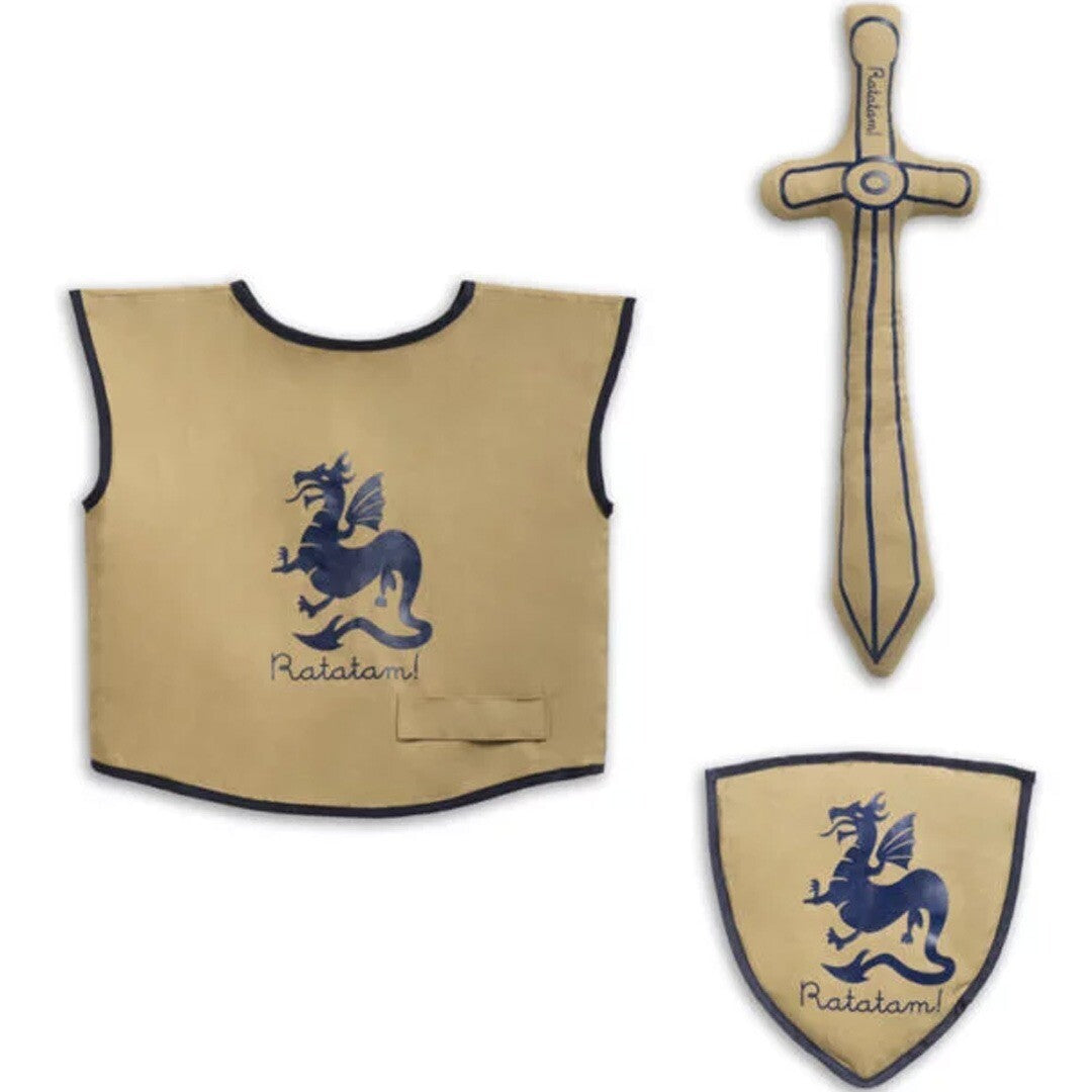 ratatam ridderkostuum beige en blauw - 3-8 jaar | CM-CH013 | 0