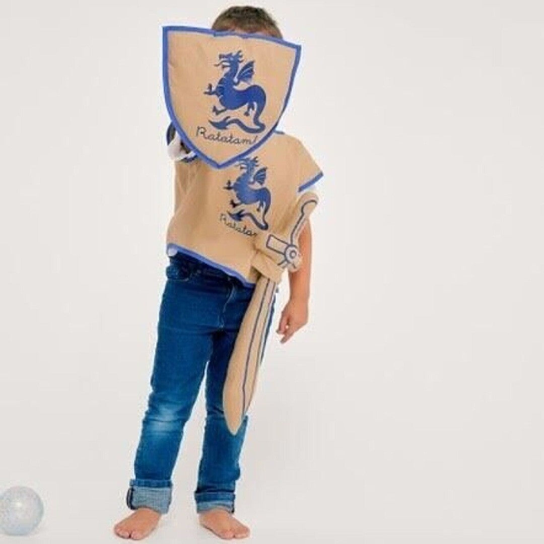 ratatam ridderkostuum beige en blauw - 3-8 jaar | CM-CH013 | 1