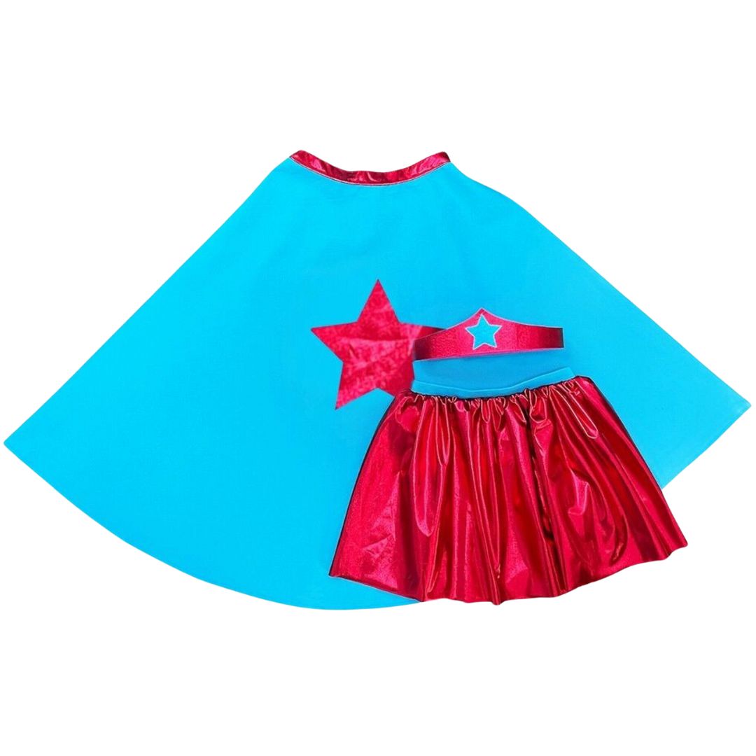 ratatam superheldin kostuum blauw-rood - 3-8 jaar | SM073 | 0