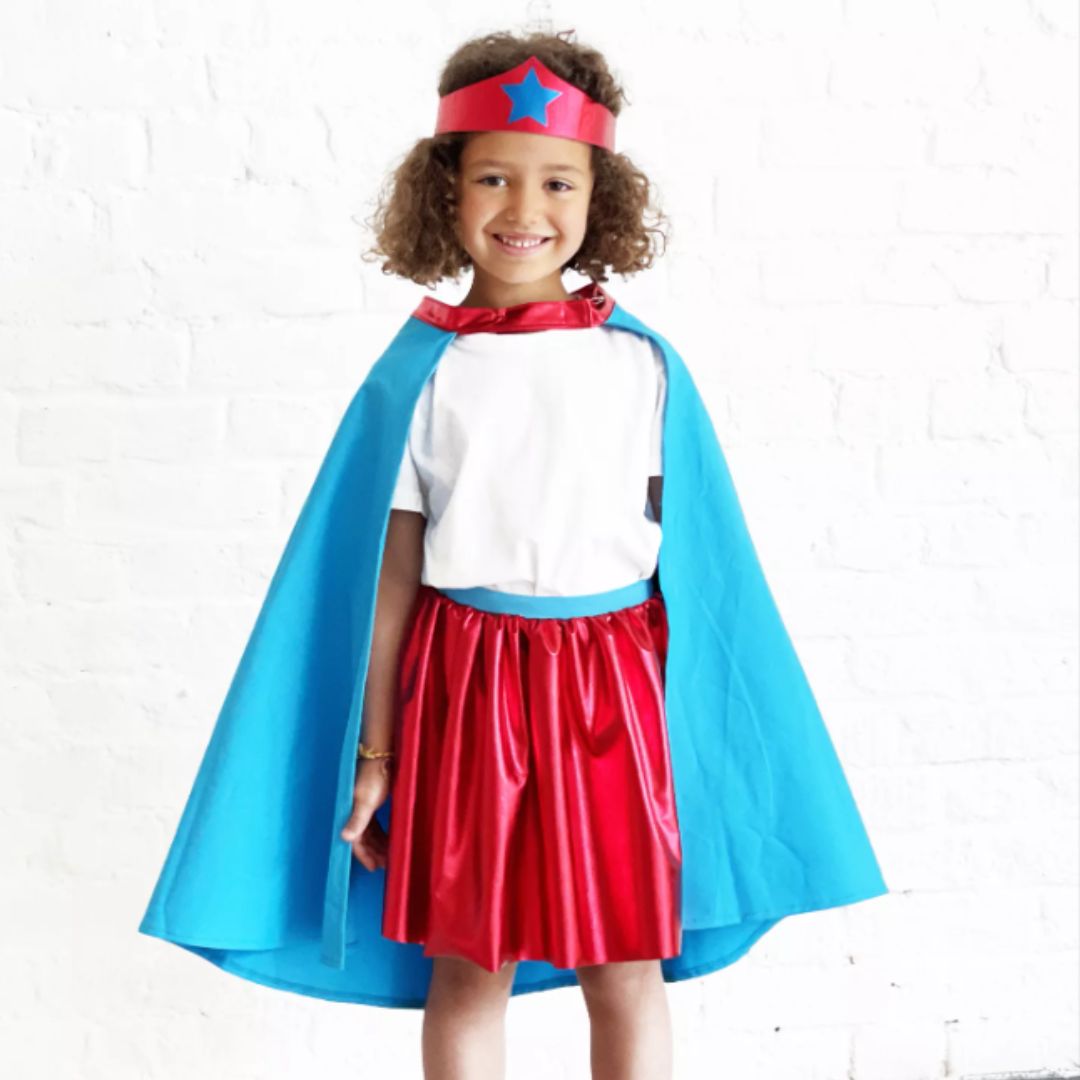 ratatam superheldin kostuum blauw-rood - 3-8 jaar | SM073 | 1