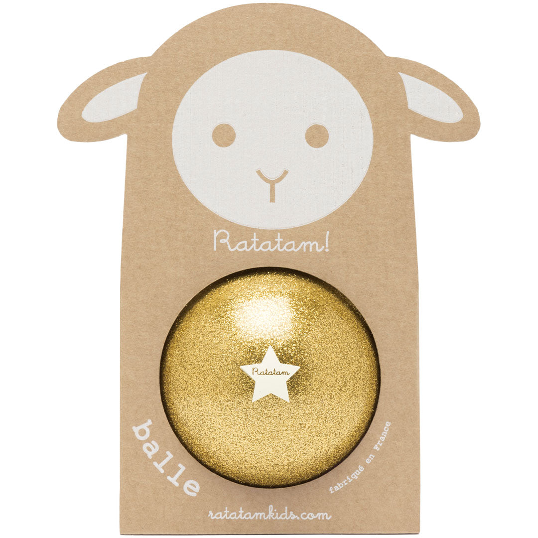 ratatam speelbal zomer schaap - glitter gold - Ø10 cm | RATAB006-10 | 1