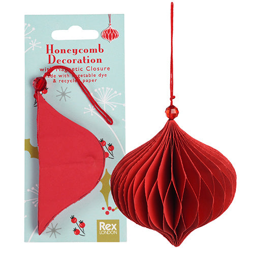 rex london kerstversiering honingraat rond - rood | 29818 | 3