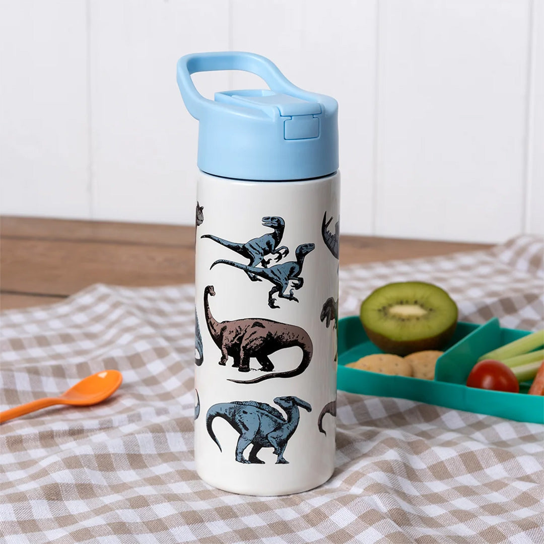 rex london rvs drinkfles met rietje - dinosaur - 500 ml | 30963 | 1