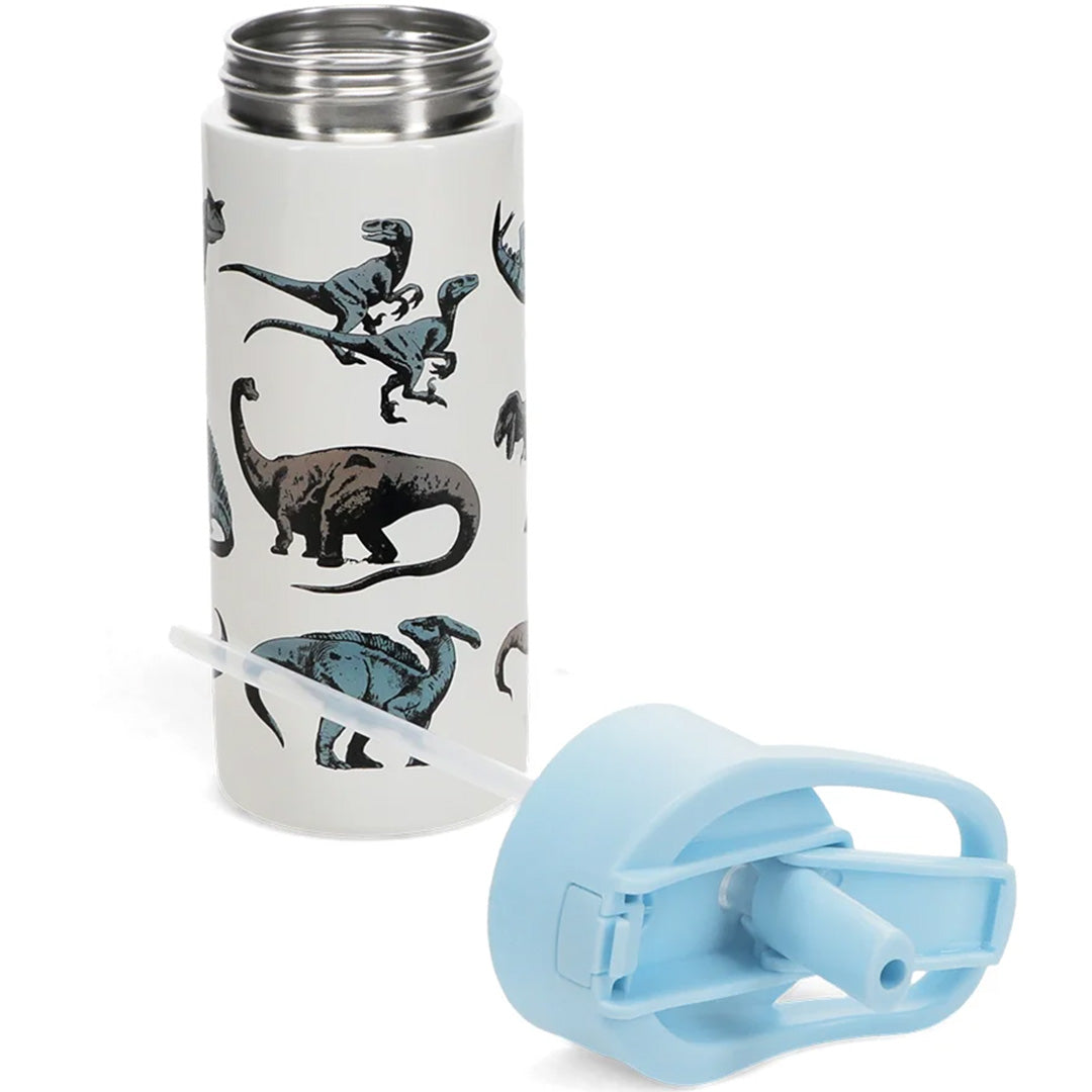 rex london rvs drinkfles met rietje - dinosaur - 500 ml | 30963 | 3