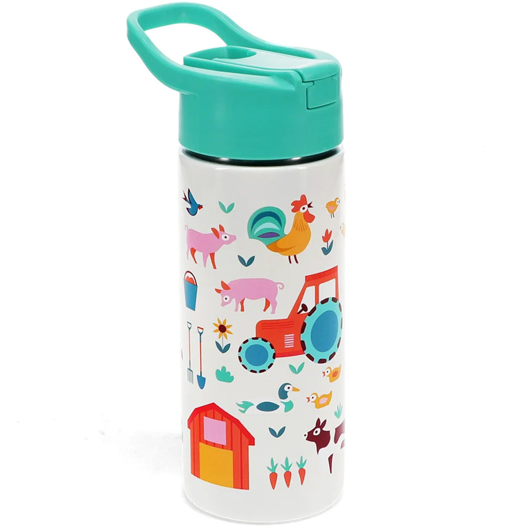 rex london rvs drinkfles met rietje - farmyard - 500 ml | 30965 | 0