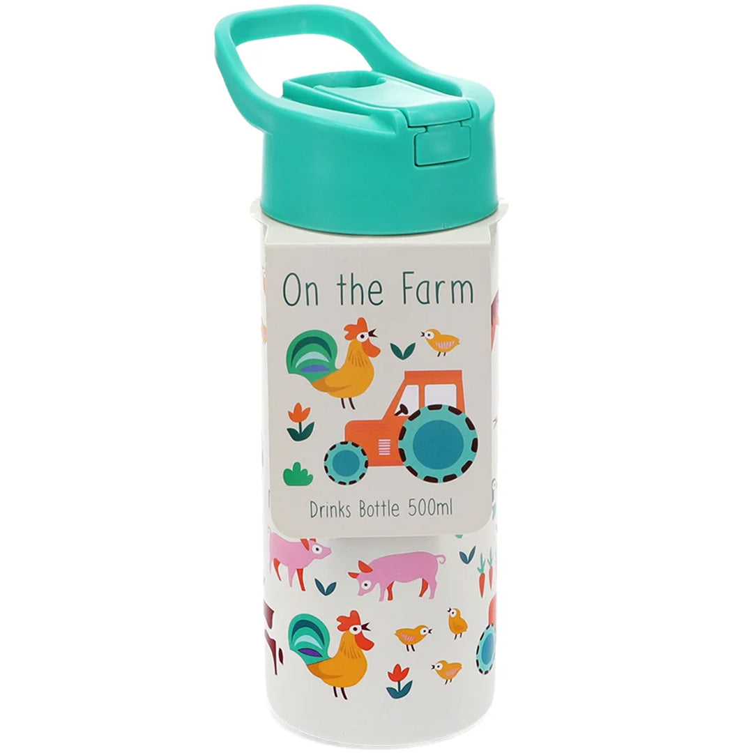 rex london rvs drinkfles met rietje - farmyard - 500 ml | 30965 | 4