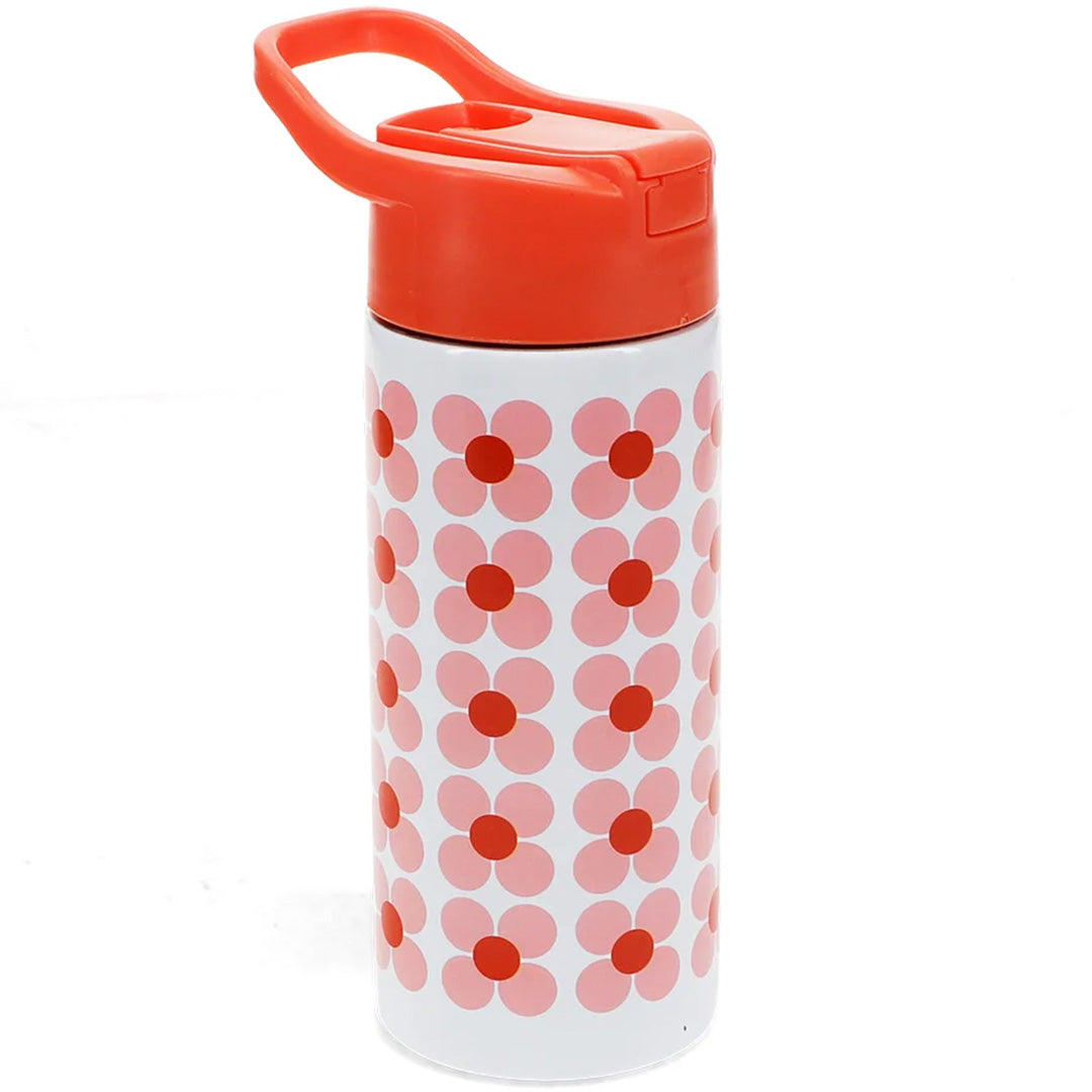rex london rvs drinkfles met rietje - pink daisy - 500 ml | 30966 | 0