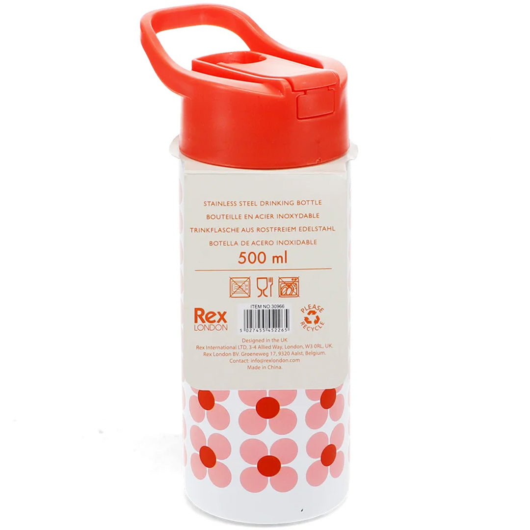 rex london rvs drinkfles met rietje - pink daisy - 500 ml | 30966 | 5