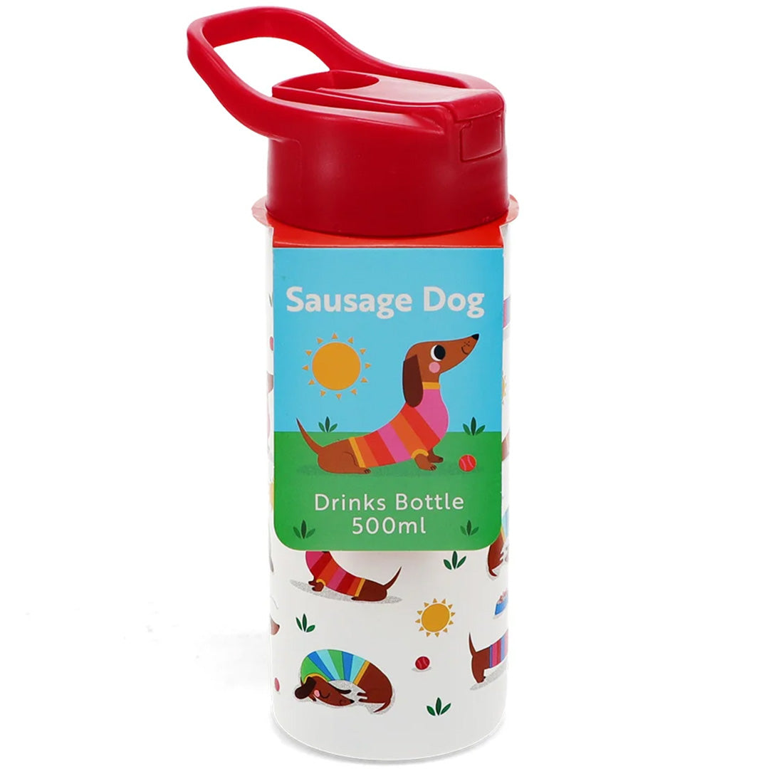 rex london rvs drinkfles met rietje - sunny sausage dog - 500 ml | 30964 | 4