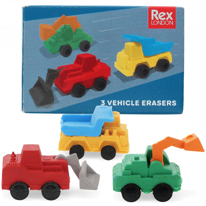 rex london gummetjes bouwvoertuigen - 3st | 31419 | 1