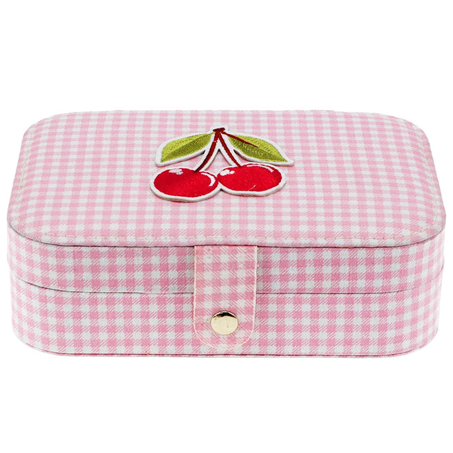 rex london sieradendoosje - pink gingham cherry | REX31762 | 1