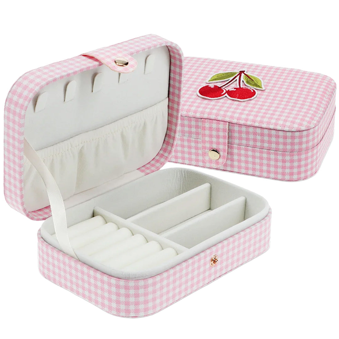 rex london sieradendoosje - pink gingham cherry | REX31762 | 2