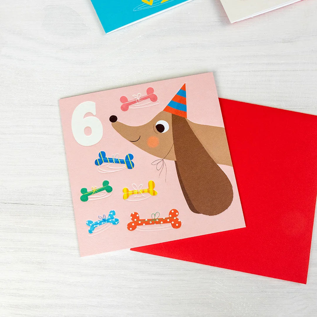 rex london verjaardagskaart - dog and bones - 6 jaar | REX30197 | 2
