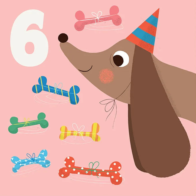 rex london verjaardagskaart - dog and bones - 6 jaar | REX30197 | 1