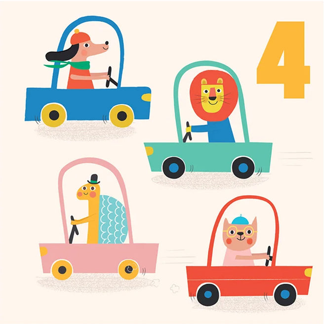 rex london verjaardagskaart - driving animals - 4 jaar | REX30195 | 1