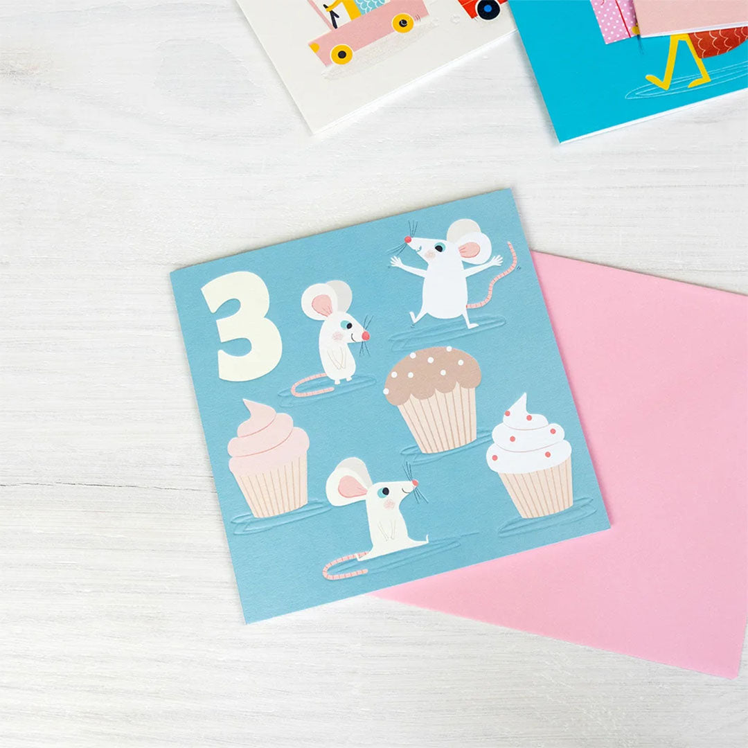 rex london verjaardagskaart - mouse - 3 jaar | REX30194 | 2