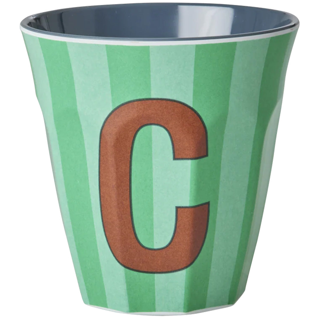 rice alfabetbeker C - streepjes - groen - 250 ml | MELCU-ALPSTRCB | 1
