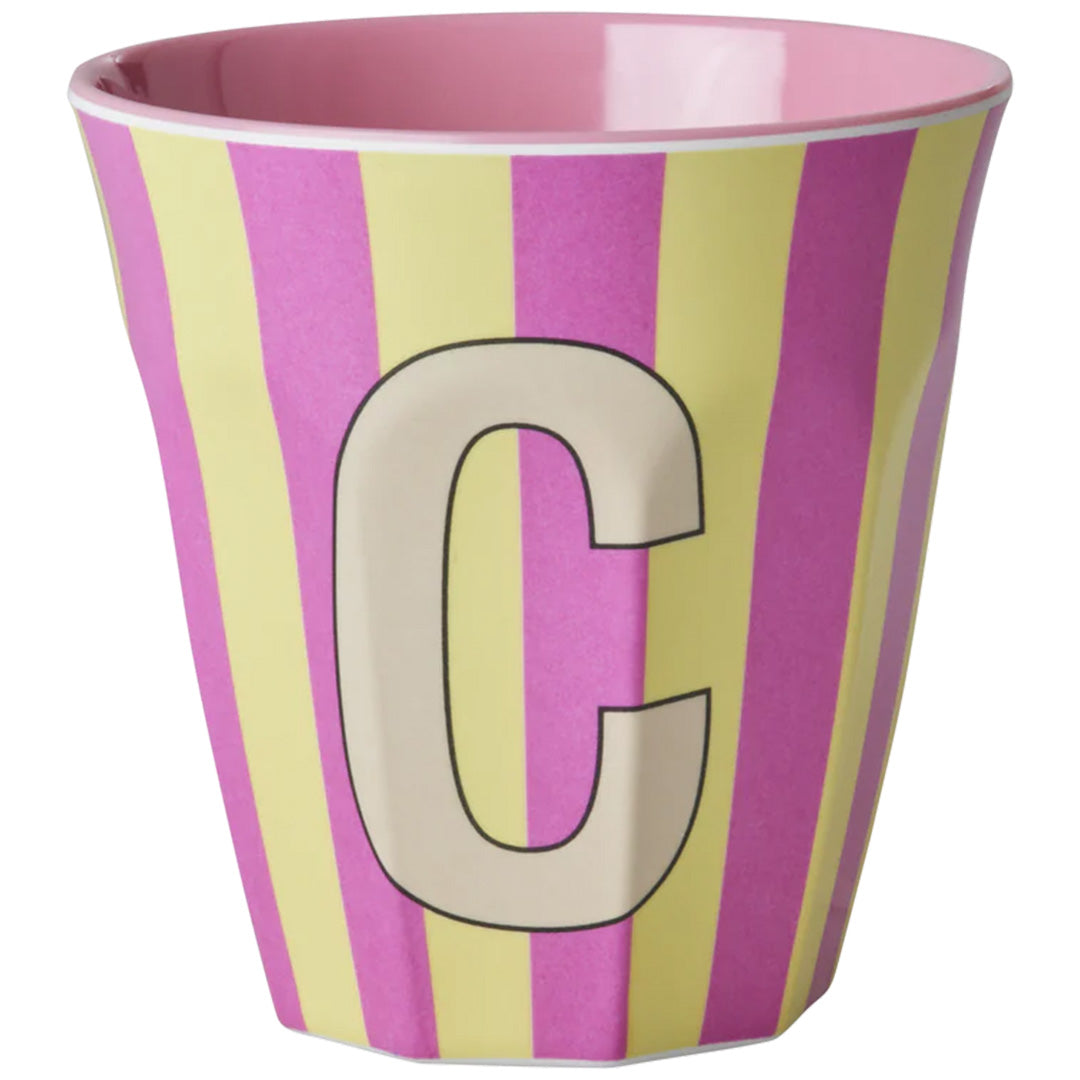 rice alfabetbeker C - streepjes - roze - 250 ml | MELCU-ALPSTRCI | 1