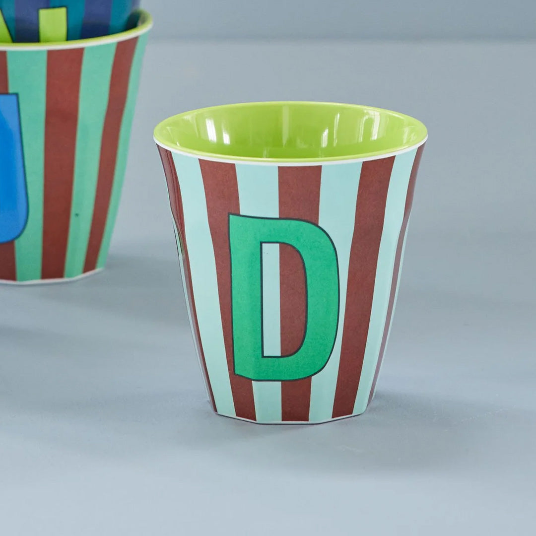 rice alfabetbeker D - streepjes - groen - 250 ml | MELCU-ALPSTRDB | 2